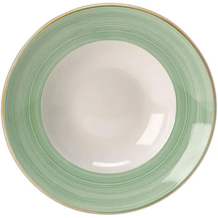 Тарелка для пасты «Рио Грин» фарфор D=30см белый,зелен