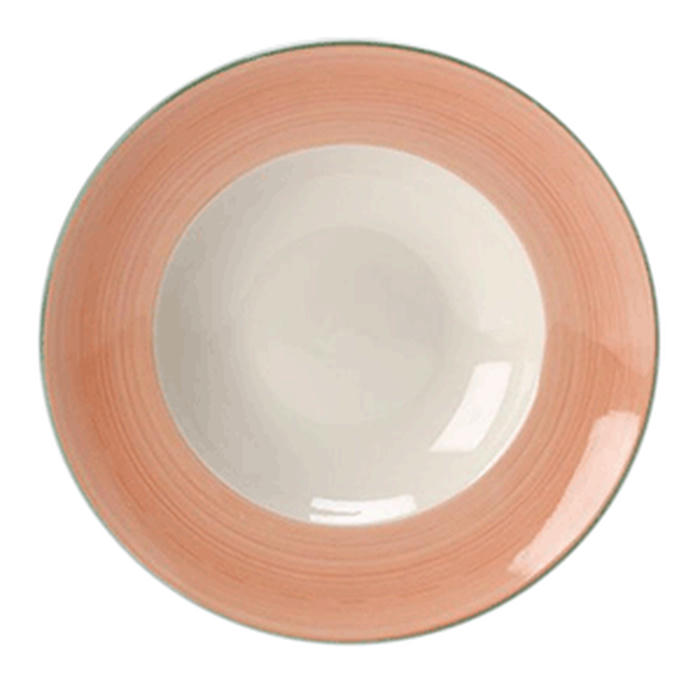 Тарелка для пасты «Рио Пинк» фарфор D=30см белый,розов