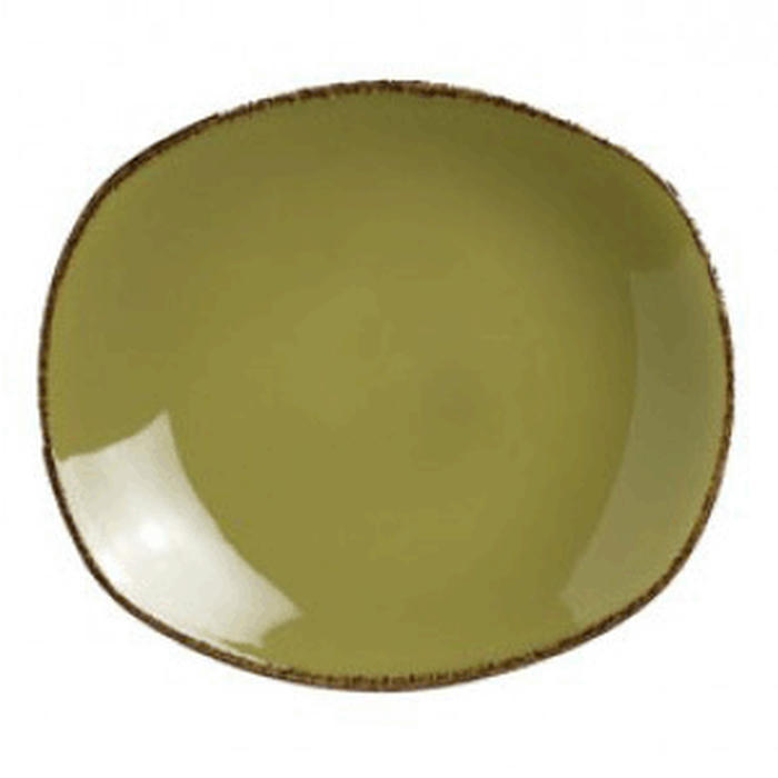 Тарелка мелкая овальная «Террамеса Олива» фарфор ,H=2,L=15,B=13см олив