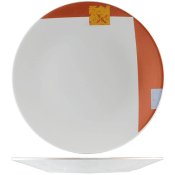Тарелка «Зен Контур» фарфор D=15,25,H=15см белый,оранжев