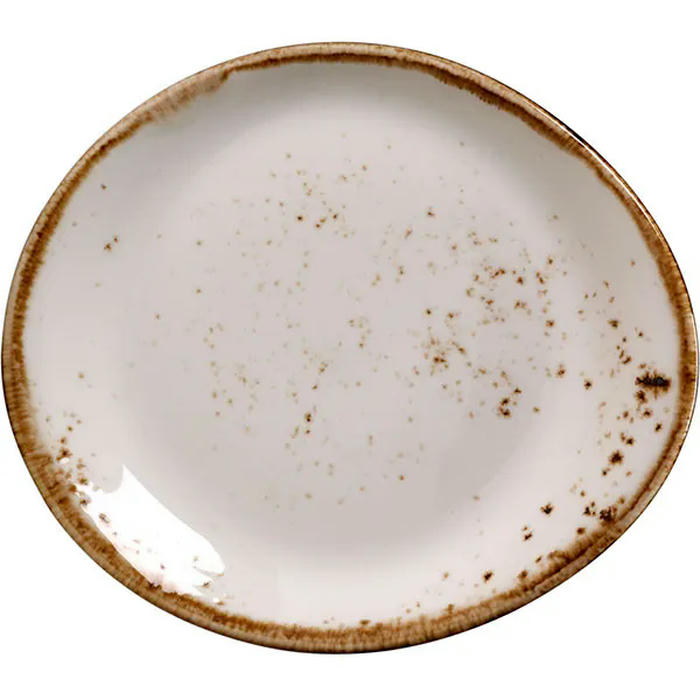 Тарелка пирожковая «Крафт Вайт» фарфор ,H=20,L=155,B=130мм белый,коричнев