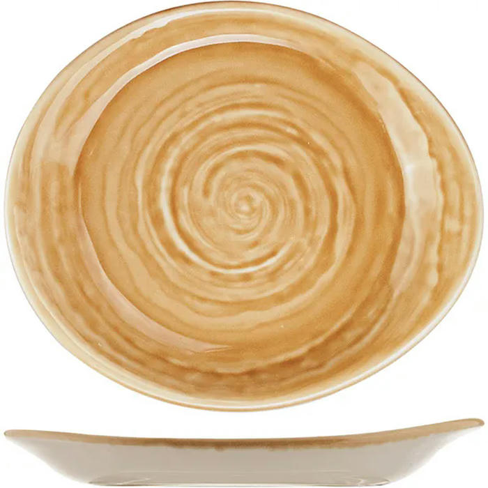 Тарелка пирожковая «Скейп Охра» фарфор ,H=20,L=155,B=135мм бежев
