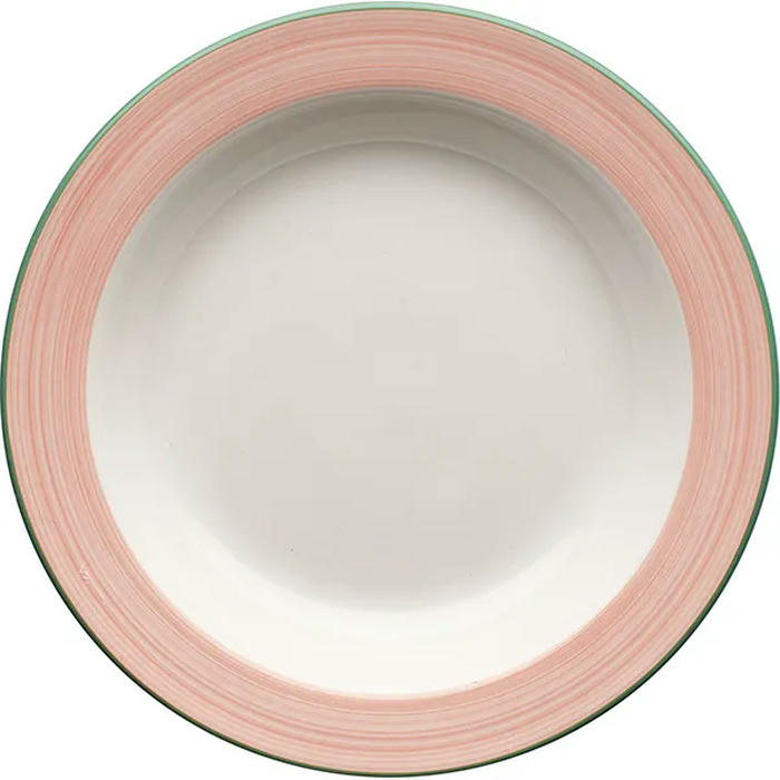 Тарелка глубокая «Рио Пинк» фарфор D=21,5см белый,розов