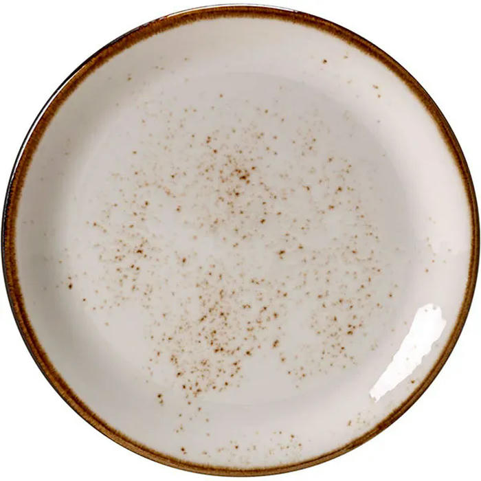 Тарелка мелкая «Крафт Вайт» фарфор D=25,H=2см белый,коричнев