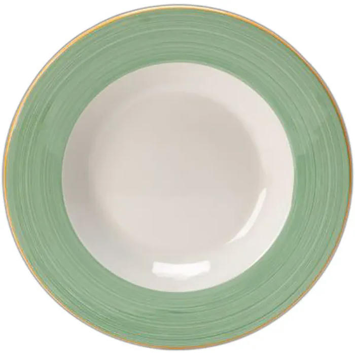 Тарелка для пасты «Рио Грин» фарфор D=27см белый,зелен