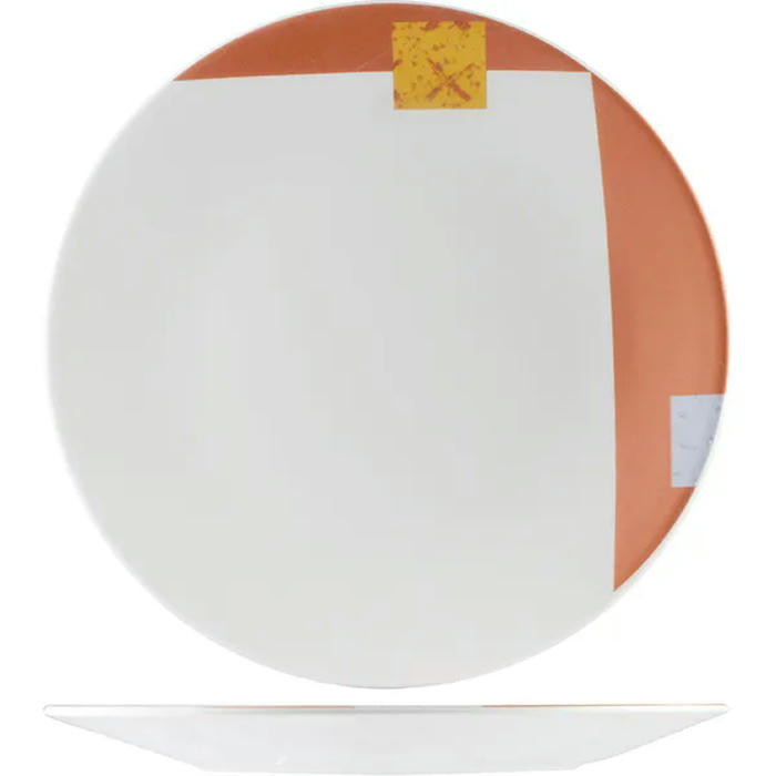 Тарелка «Зен Контур» фарфор D=305,H=30мм белый,оранжев