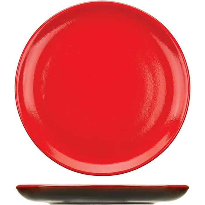 Тарелка плоская б/полей «Кармин» керамика D=27см красный,черный
