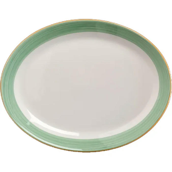 Блюдо овальное «Рио Грин» фарфор ,L=28,B=21,5см белый,зелен