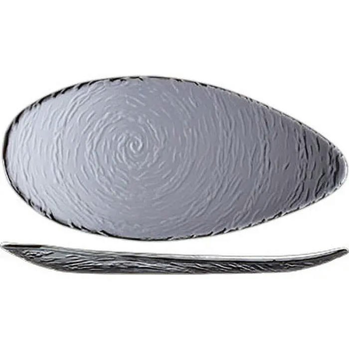 Блюдо овальное «Скейп Гласс» стекло ,L=30см серый,матовый