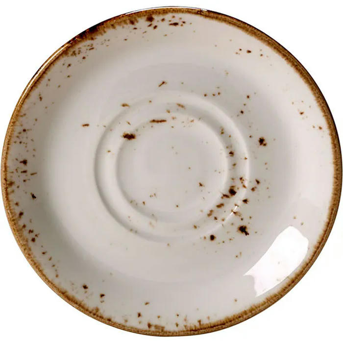 Блюдце «Крафт Вайт» фарфор D=165,H=15мм белый,коричнев