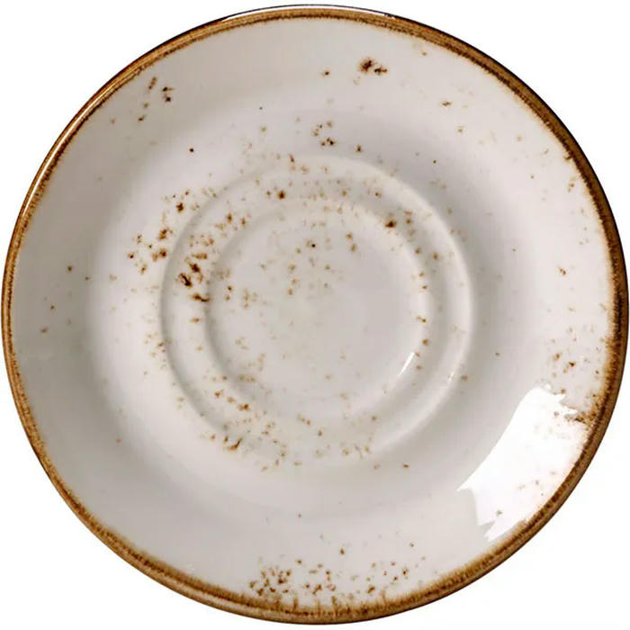 Блюдце «Крафт Вайт» фарфор D=145,H=17мм белый,коричнев