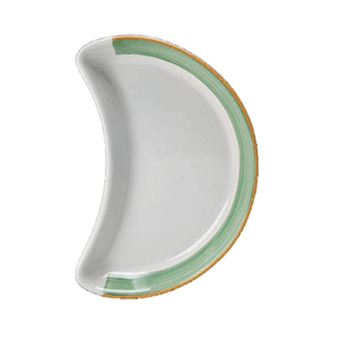 Блюдо-полумесяц «Рио Грин» фарфор ,L=25,5см белый,зелен
