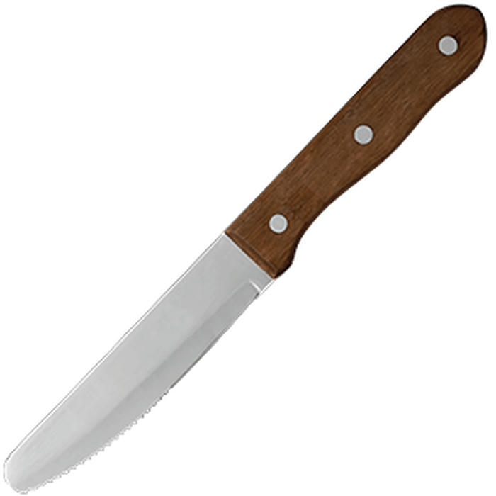 Нож для стейка сталь нерж.,дерево ,L=25см деревян.,металлич