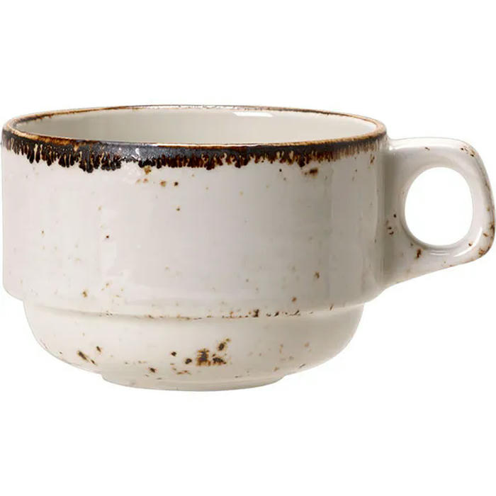 Чашка чайная «Крафт Вайт» фарфор 200мл D=8,H=6см белый,коричнев