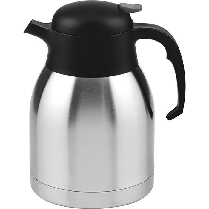 Термос д/кофе и чая красная кнопка сталь,пластик 1,5л ,H=22,L=16,8,B=13,6см серебрян.,черный