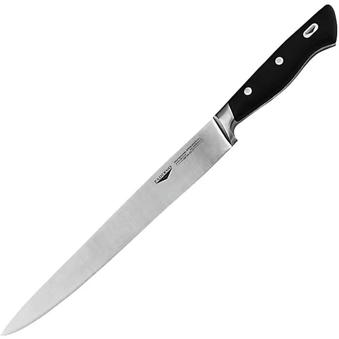 Нож для нарезки мяса сталь нерж.,пластик ,L=290/135,B=20мм черный,металлич