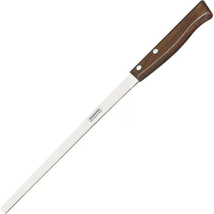 Нож для тонкой нарезки сталь,дерево ,H=45,L=395/225,B=110мм коричнев.,металлич