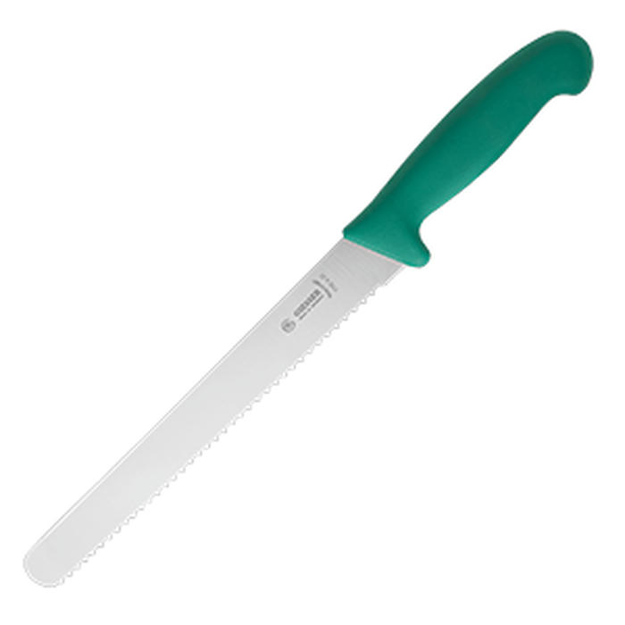 Нож для хлеба ,L=438/287,B=32мм зелен.,металлич