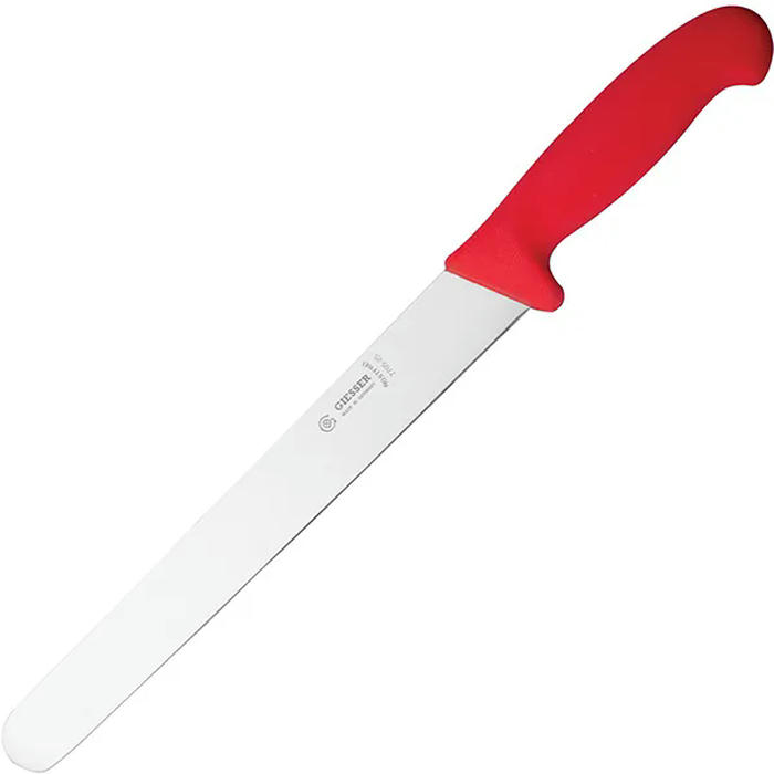 Нож для тонкой нарезки сталь нерж.,пластик ,L=38/24,B=3см красный,металлич