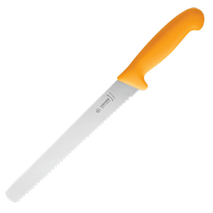 Нож для хлеба сталь нерж.,пластик ,L=410/268,B=30мм желт.,металлич