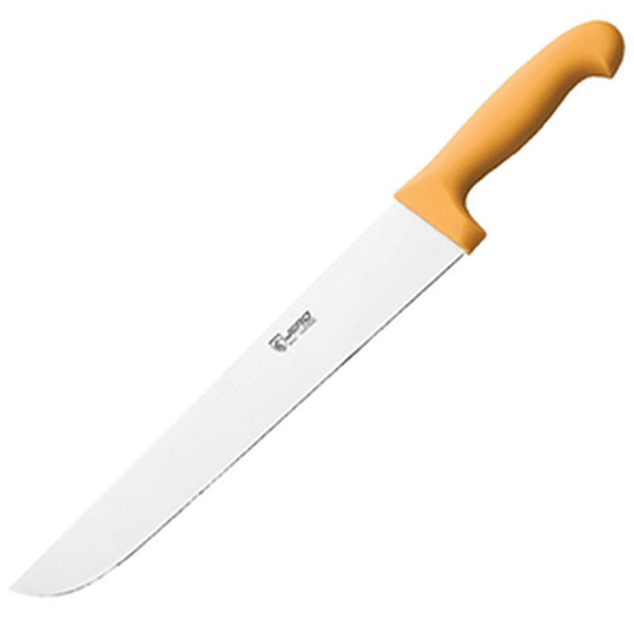 Нож для нарезки мяса сталь,пластик ,L=45/35,B=5см желт.,металлич