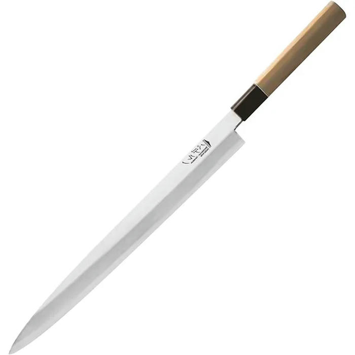 Нож янагиба д/суши,сашими сталь нерж.,бук ,L=490/320,B=35мм св. дерево,металлич