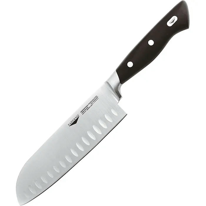 Нож д/восточной кухни с углублениями сталь нерж.,пластик ,L=18см черный,металлич