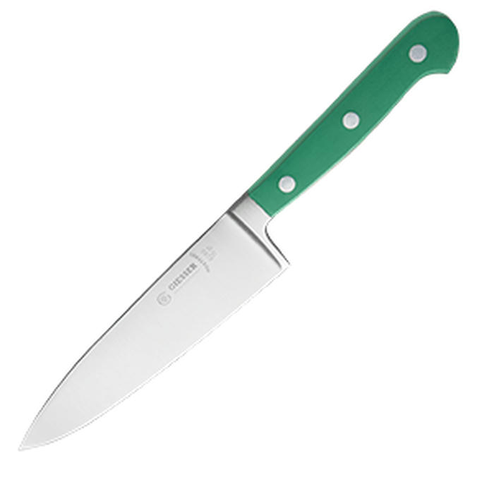 Нож поварской сталь,пластик ,L=270/150,B=35мм зелен.,металлич
