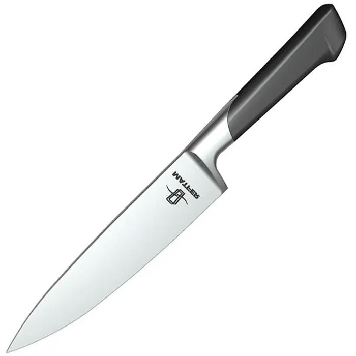 Нож поварской сталь,пластик ,L=350/215,B=45мм металлич.,серый