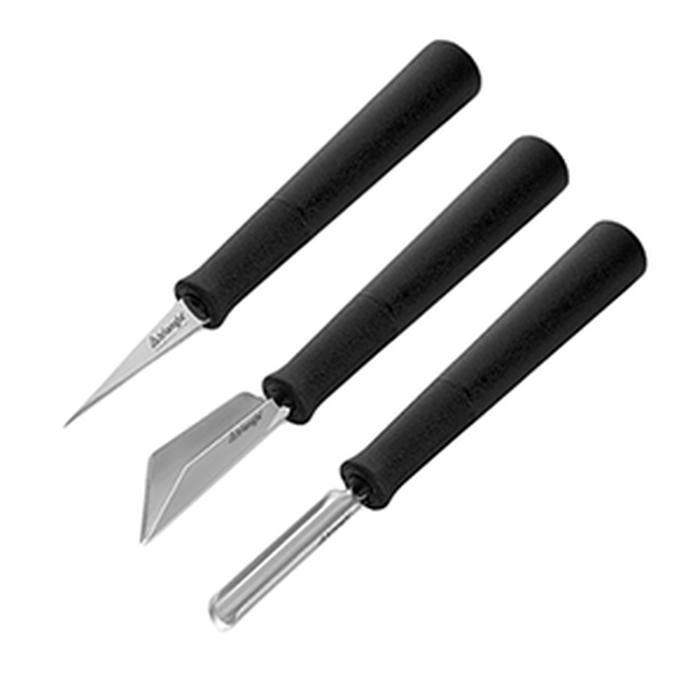 Набор ножей д/декор.нарезки овощей[3шт] сталь нерж.,пластик ,L=14см черный,металлич