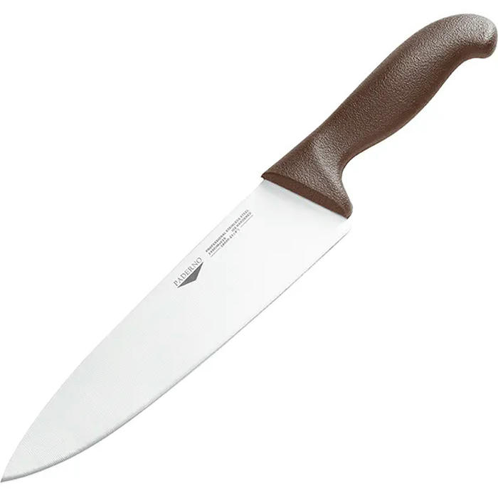 Нож поварской пластик,сталь нерж. ,L=23/36,B=3см коричнев.,металлич