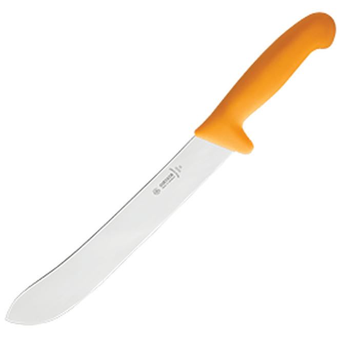 Нож для нарезки мяса сталь нерж.,пластик ,L=425/295,B=35мм желт.,металлич