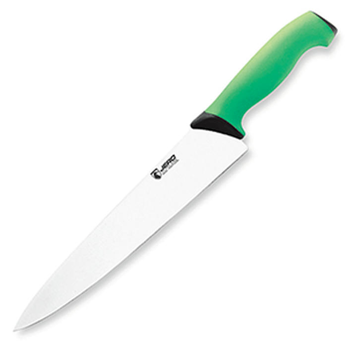 Нож поварской сталь,пластик ,L=25,B=2см зелен.,металлич