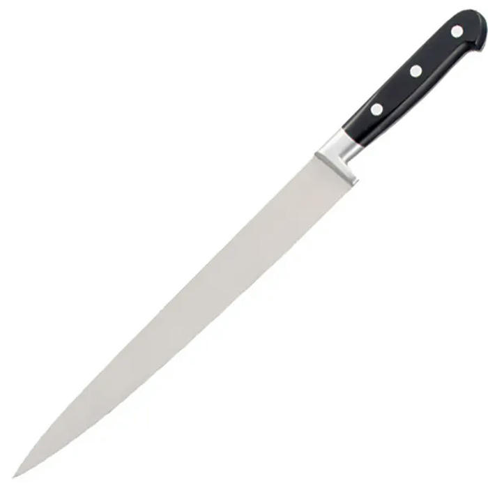 Нож для тонкой нарезки сталь нерж.,пластик ,L=25см черный,металлич
