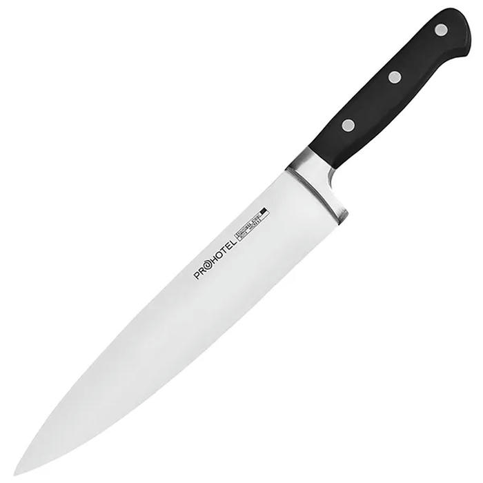 Нож поварской «Проотель» сталь нерж.,пластик ,L=390/255,B=50мм черный,металлич
