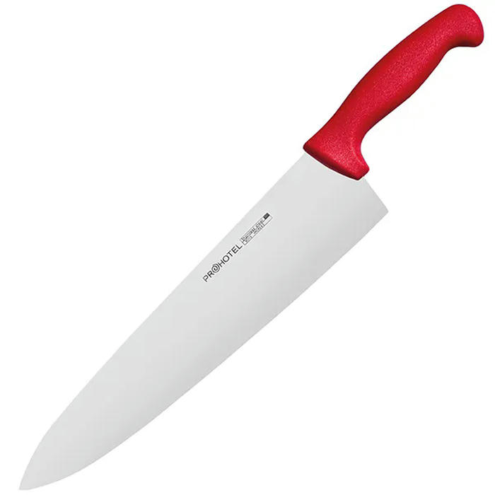 Нож поварской «Проотель» сталь нерж.,пластик ,L=435/285,B=65мм красный,металлич