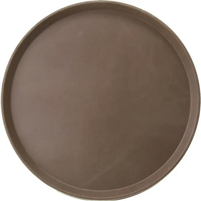 Поднос прорезиненный круглый «Проотель» пластик D=35,5см коричнев