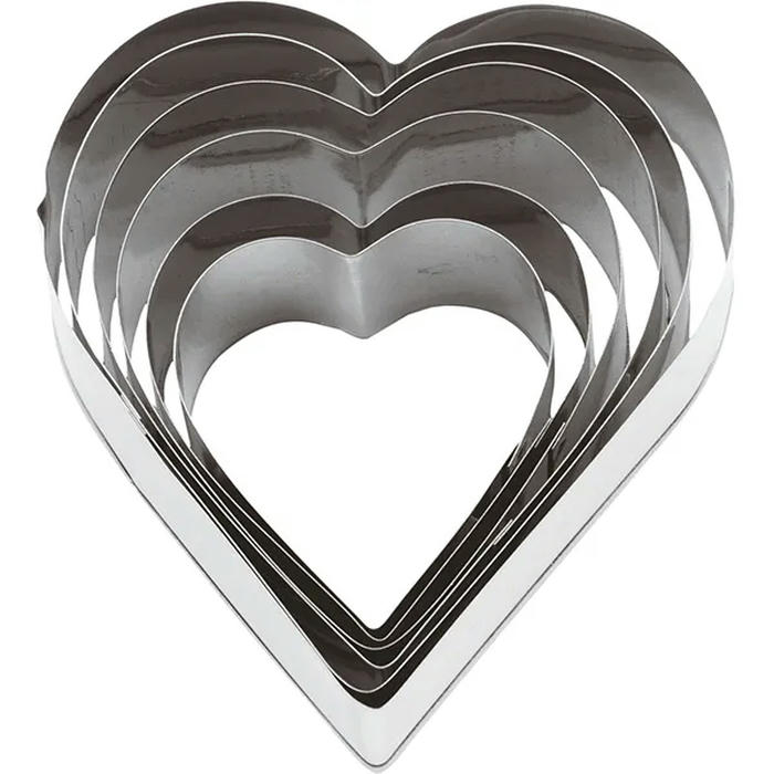 Набор кондитерских форм «Сердце»[6шт] сталь нерж. D=95,H=32мм металлич