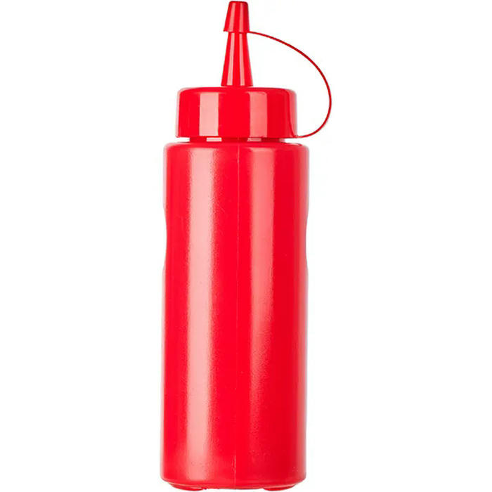 Емкость для соусов с колпачком пластик 350мл D=55,H=205мм красный