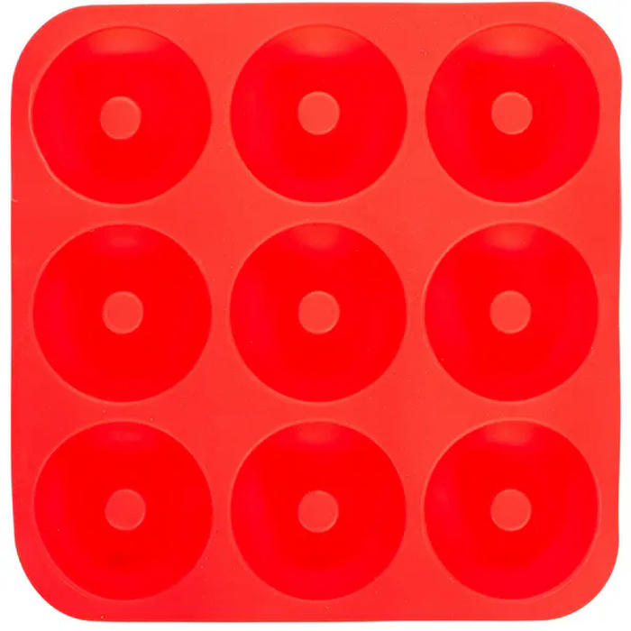 Форма кондитерская «Пончик»[9шт] силикон D=8,L=28,B=28см красный