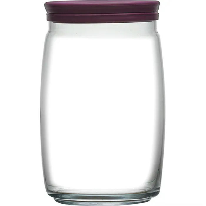 Банка круглая с крышкой «Чешни» стекло,пластик 1,1л D=94,H=163мм прозр.,фиолет