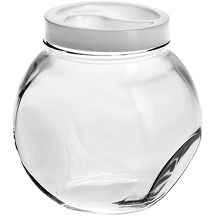 Банка круглая с крышкой «Бэлла» стекло,пластик 1,7л D=10,H=16см прозр.,белый