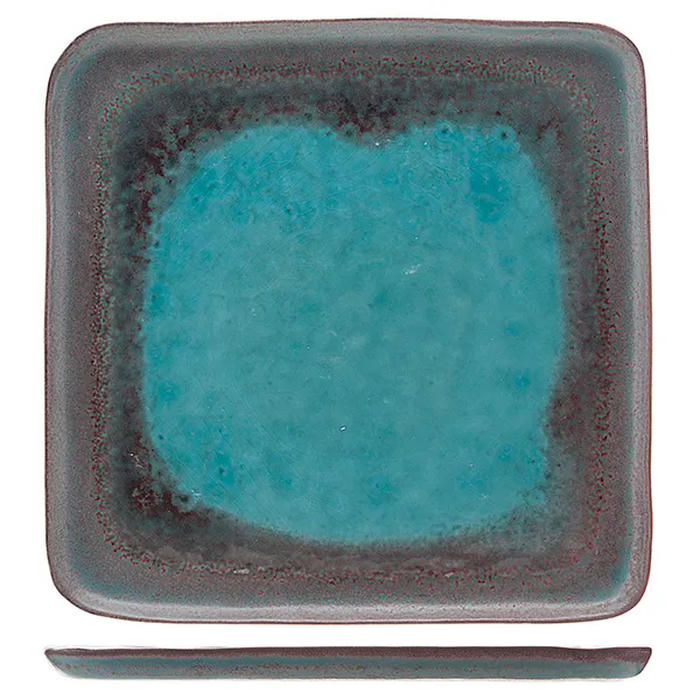 Тарелка квадратная керамика ,L=27,5,B=27,5см бирюз