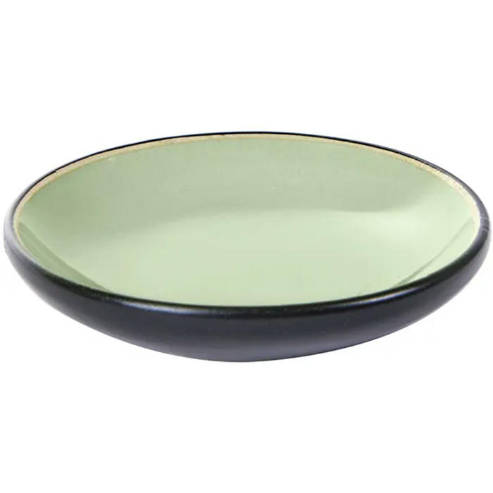 Тарелка мелкая «Пьюр» керамика D=75,H=15мм зелен.,черный