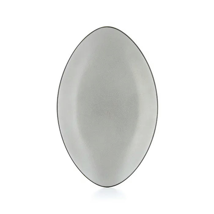 Блюдо овальное «Экинокс» керамика ,H=40,L=350,B=223мм серый