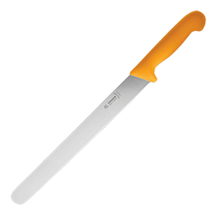 Нож для тонкой нарезки сталь нерж.,пластик ,L=44/30,B=3см желт.,металлич