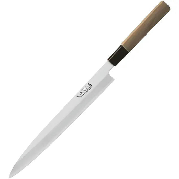 Нож янагиба д/суши,сашими сталь,бук ,L=420/275,B=35мм металлич.,древесн