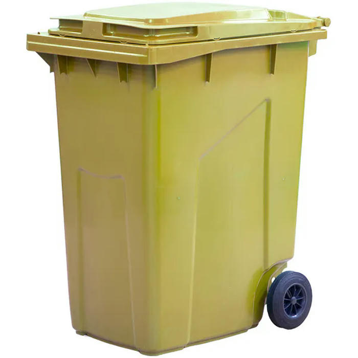 Контейнер для мусора на обрезиненных колесах пластик ,H=119,L=58,B=74см желт