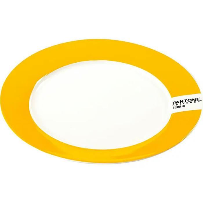 Тарелка «Пантон» фарфор D=200,H=15мм белый,желт