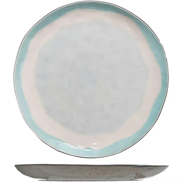 Тарелка мелкая «Малибу» керамика D=27см белый,бирюз